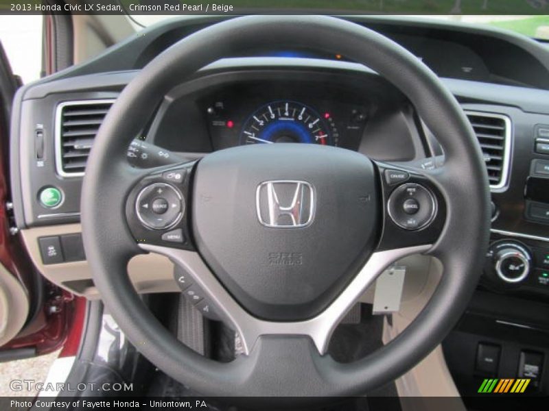 Crimson Red Pearl / Beige 2013 Honda Civic LX Sedan