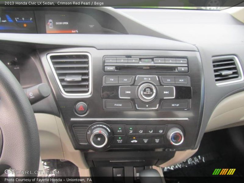 Crimson Red Pearl / Beige 2013 Honda Civic LX Sedan