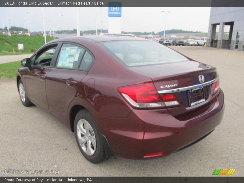 Crimson Red Pearl / Beige 2013 Honda Civic LX Sedan