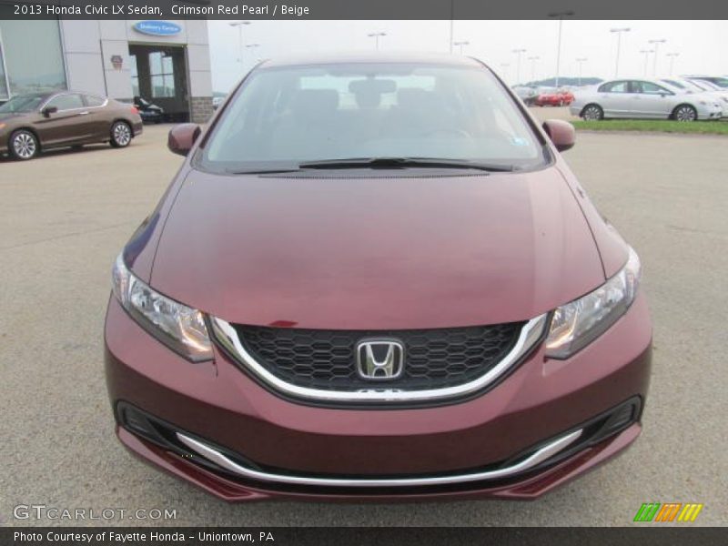 Crimson Red Pearl / Beige 2013 Honda Civic LX Sedan