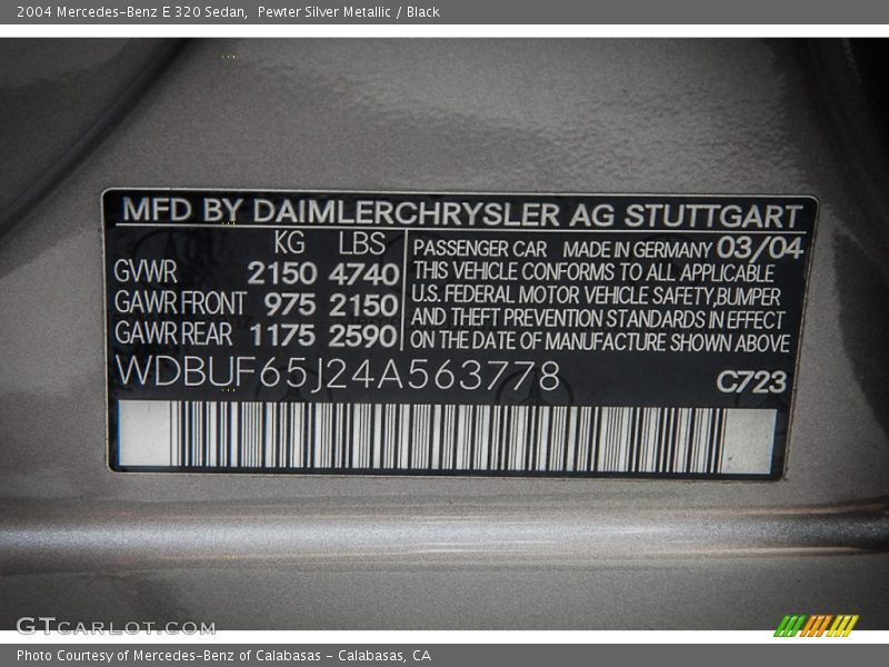 Pewter Silver Metallic / Black 2004 Mercedes-Benz E 320 Sedan