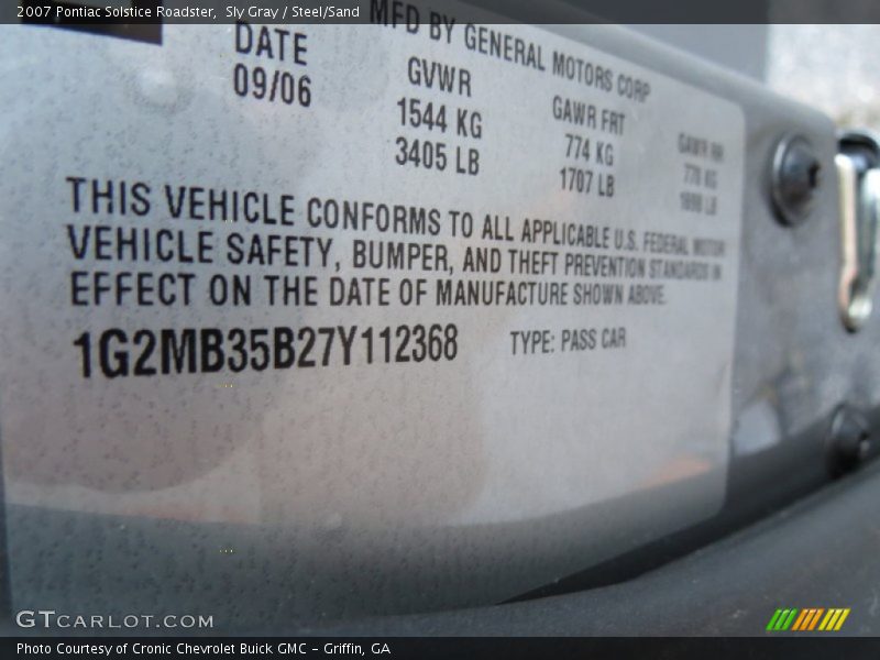 Sly Gray / Steel/Sand 2007 Pontiac Solstice Roadster