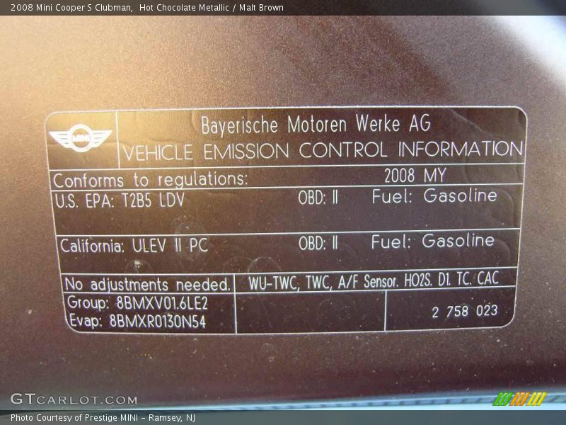 Hot Chocolate Metallic / Malt Brown 2008 Mini Cooper S Clubman