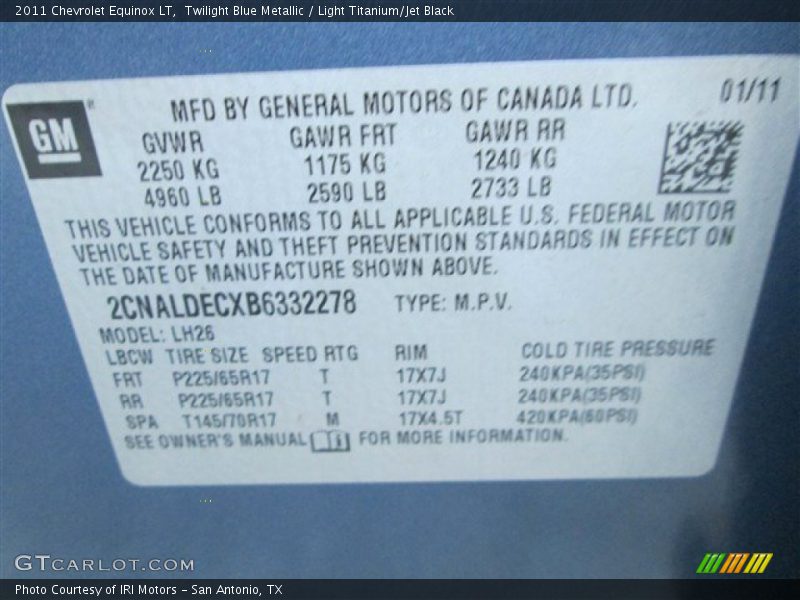 Twilight Blue Metallic / Light Titanium/Jet Black 2011 Chevrolet Equinox LT