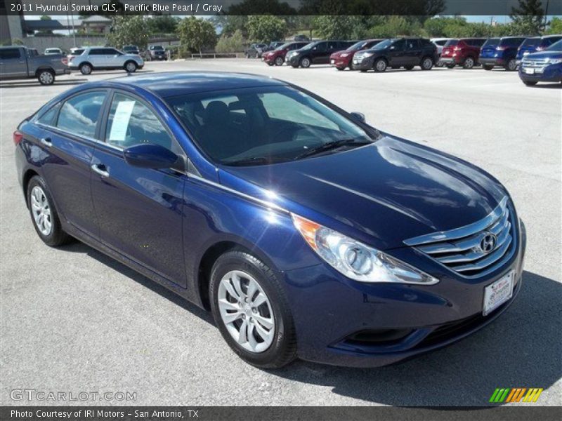 Pacific Blue Pearl / Gray 2011 Hyundai Sonata GLS