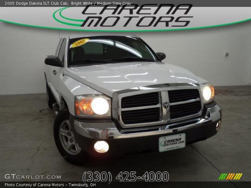 Bright White / Medium Slate Gray 2005 Dodge Dakota SLT Club Cab