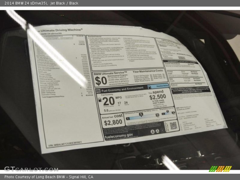  2014 Z4 sDrive35i Window Sticker