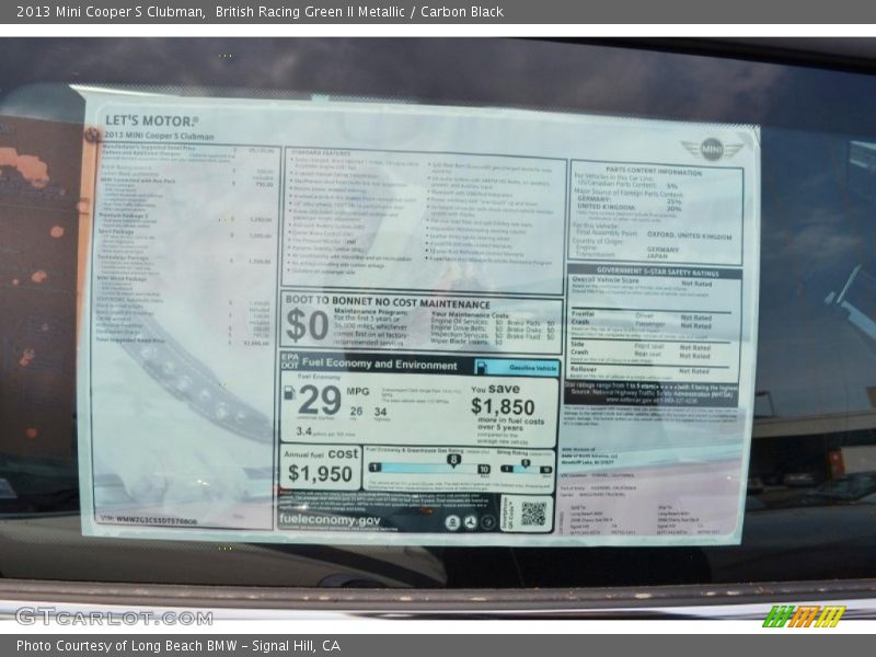 British Racing Green II Metallic / Carbon Black 2013 Mini Cooper S Clubman