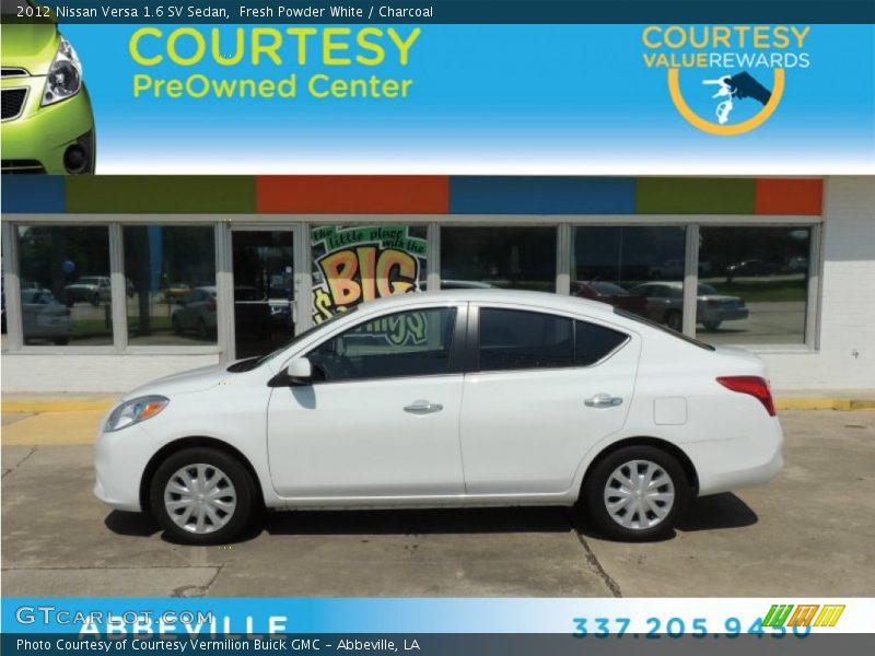 Fresh Powder White / Charcoal 2012 Nissan Versa 1.6 SV Sedan