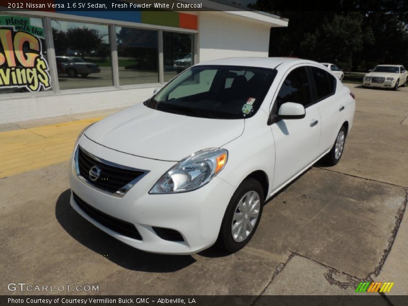 Fresh Powder White / Charcoal 2012 Nissan Versa 1.6 SV Sedan