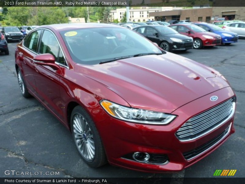 Ruby Red Metallic / Charcoal Black 2013 Ford Fusion Titanium AWD