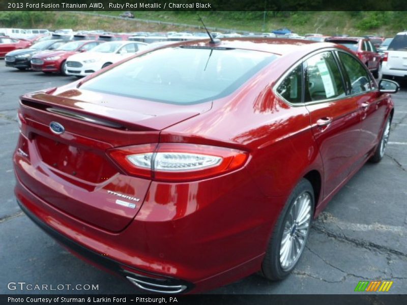 Ruby Red Metallic / Charcoal Black 2013 Ford Fusion Titanium AWD
