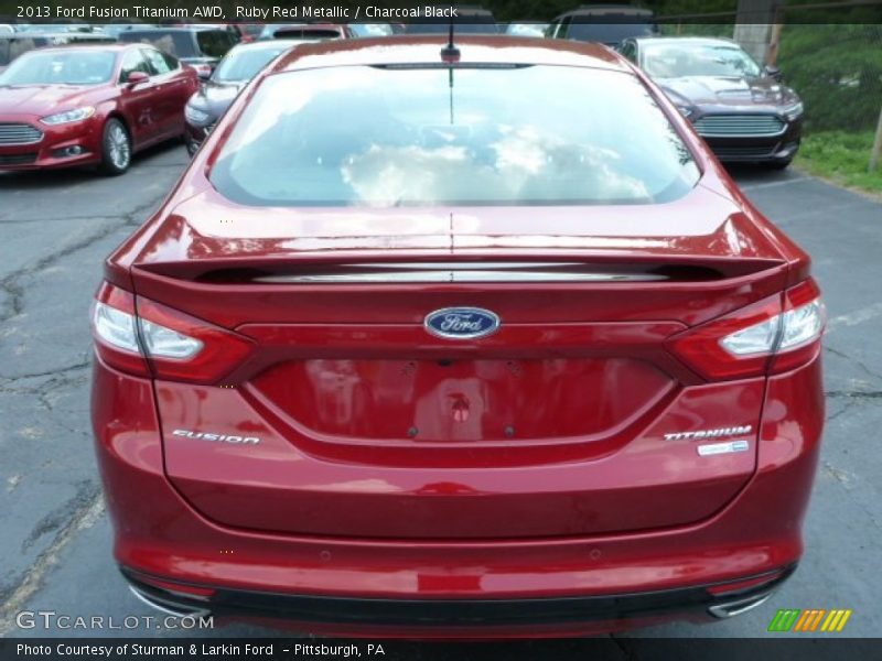 Ruby Red Metallic / Charcoal Black 2013 Ford Fusion Titanium AWD