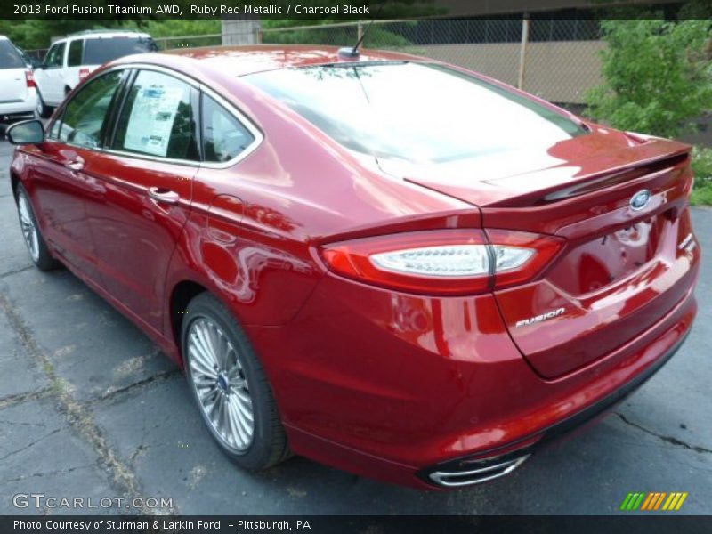 Ruby Red Metallic / Charcoal Black 2013 Ford Fusion Titanium AWD