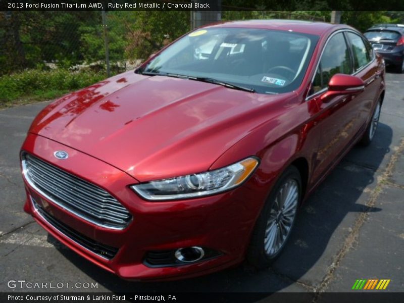 Ruby Red Metallic / Charcoal Black 2013 Ford Fusion Titanium AWD