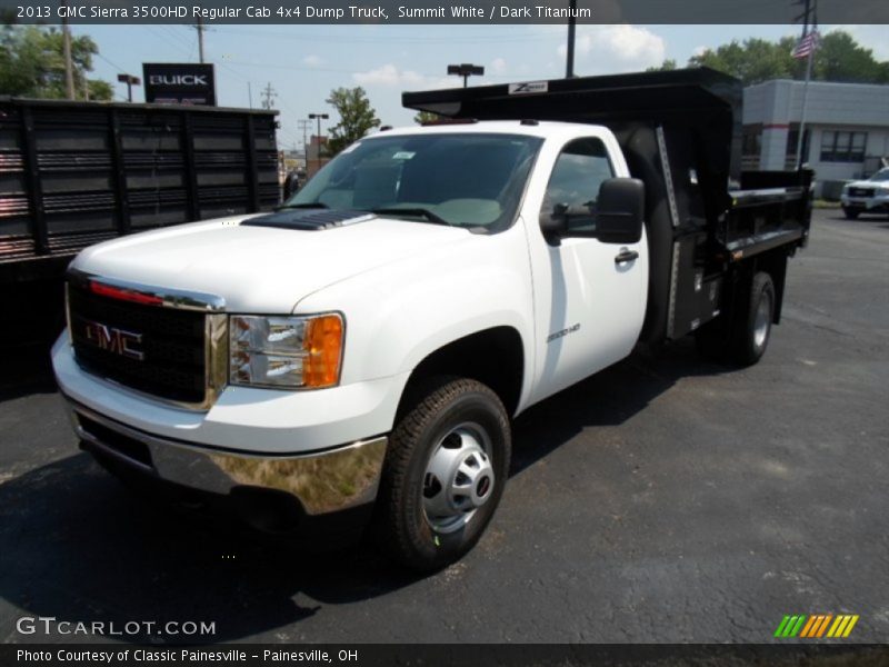 Summit White / Dark Titanium 2013 GMC Sierra 3500HD Regular Cab 4x4 Dump Truck