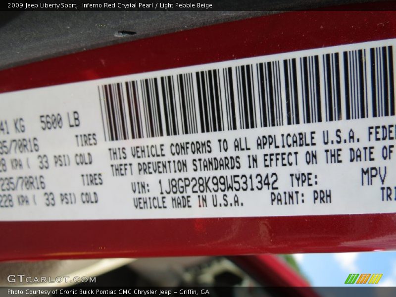 2009 Liberty Sport Inferno Red Crystal Pearl Color Code PRH