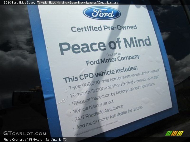 Tuxedo Black Metallic / Sport Black Leather/Grey Alcantara 2010 Ford Edge Sport