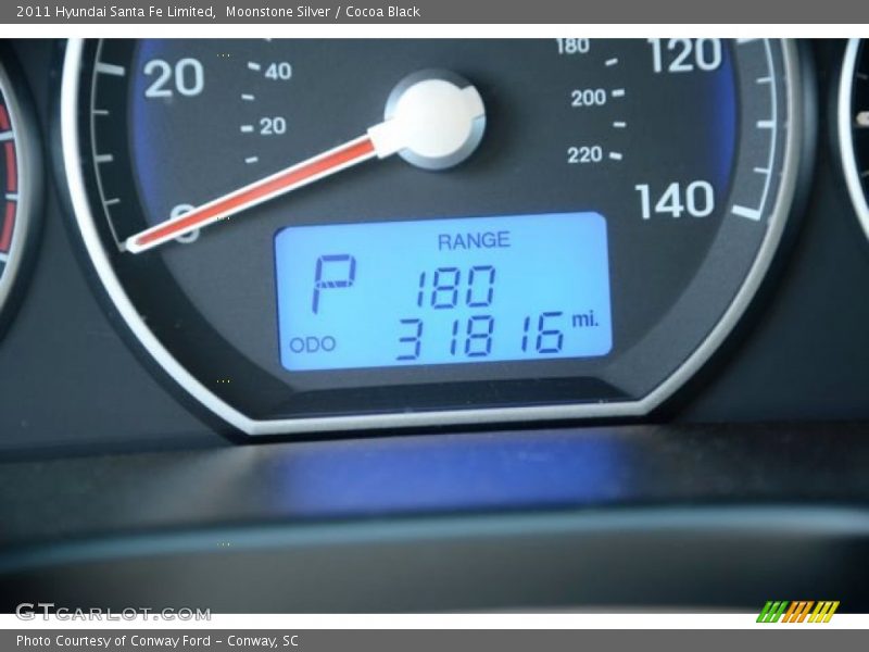 Moonstone Silver / Cocoa Black 2011 Hyundai Santa Fe Limited
