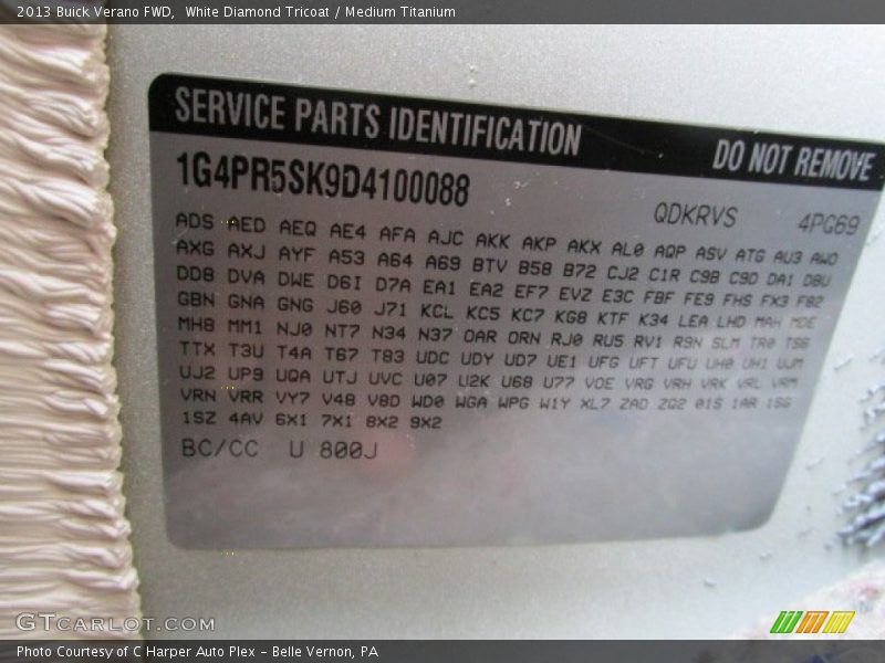 White Diamond Tricoat / Medium Titanium 2013 Buick Verano FWD