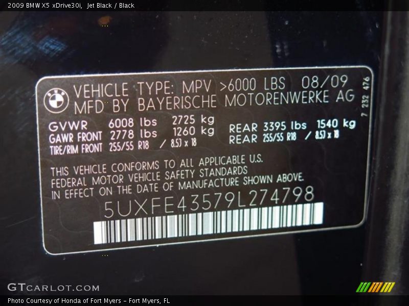 Jet Black / Black 2009 BMW X5 xDrive30i