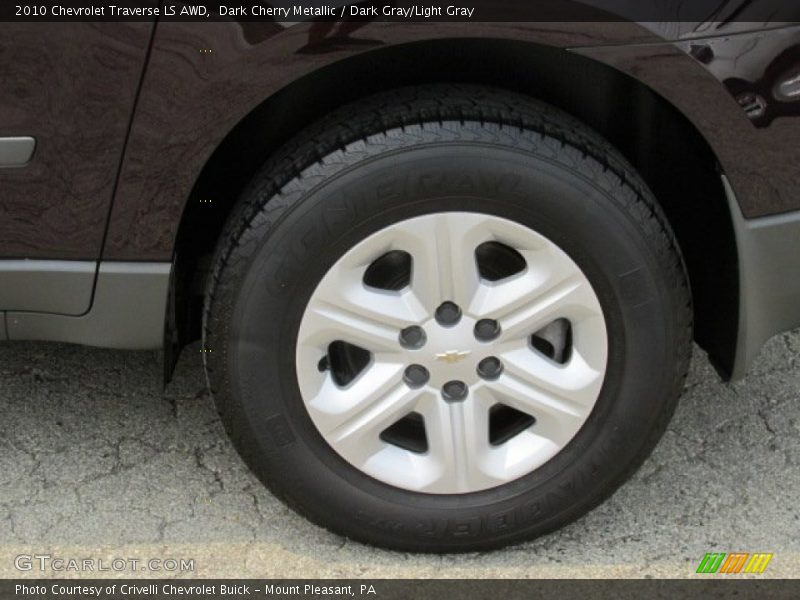 Dark Cherry Metallic / Dark Gray/Light Gray 2010 Chevrolet Traverse LS AWD
