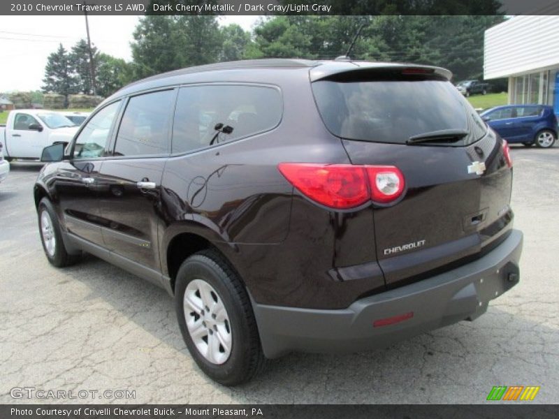 Dark Cherry Metallic / Dark Gray/Light Gray 2010 Chevrolet Traverse LS AWD