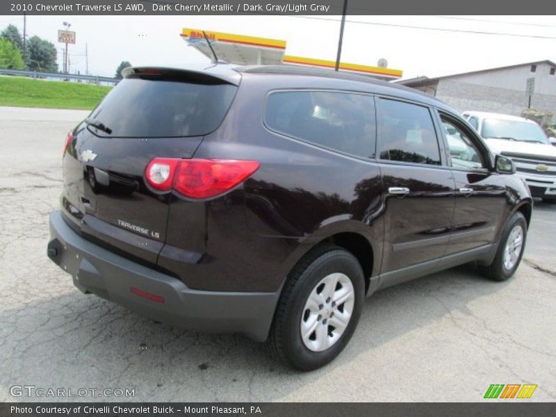 Dark Cherry Metallic / Dark Gray/Light Gray 2010 Chevrolet Traverse LS AWD