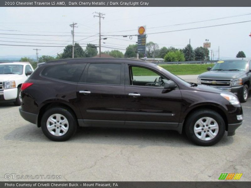 Dark Cherry Metallic / Dark Gray/Light Gray 2010 Chevrolet Traverse LS AWD
