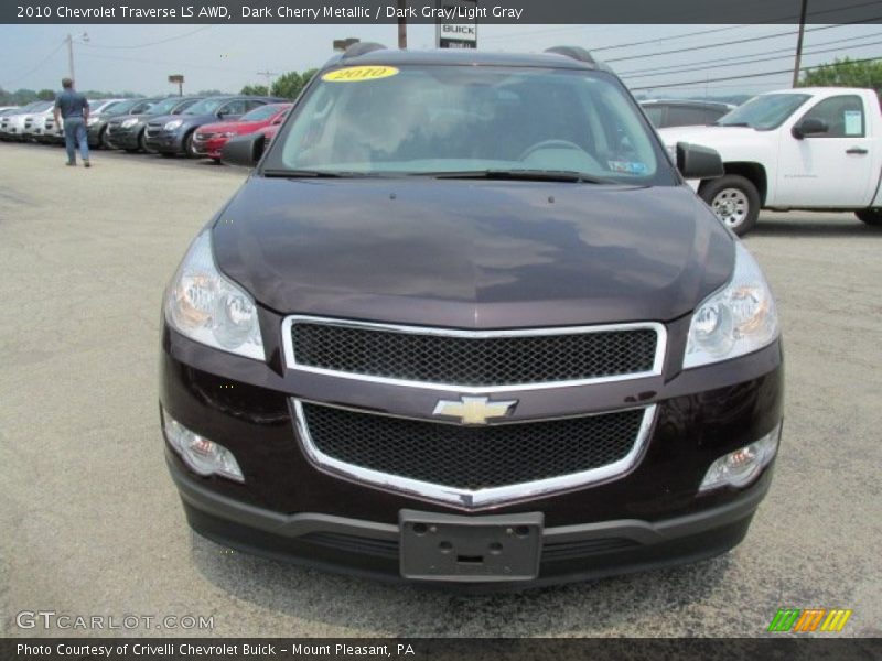 Dark Cherry Metallic / Dark Gray/Light Gray 2010 Chevrolet Traverse LS AWD