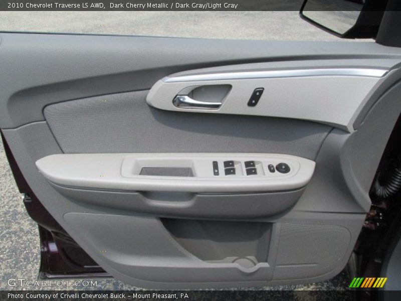 Dark Cherry Metallic / Dark Gray/Light Gray 2010 Chevrolet Traverse LS AWD