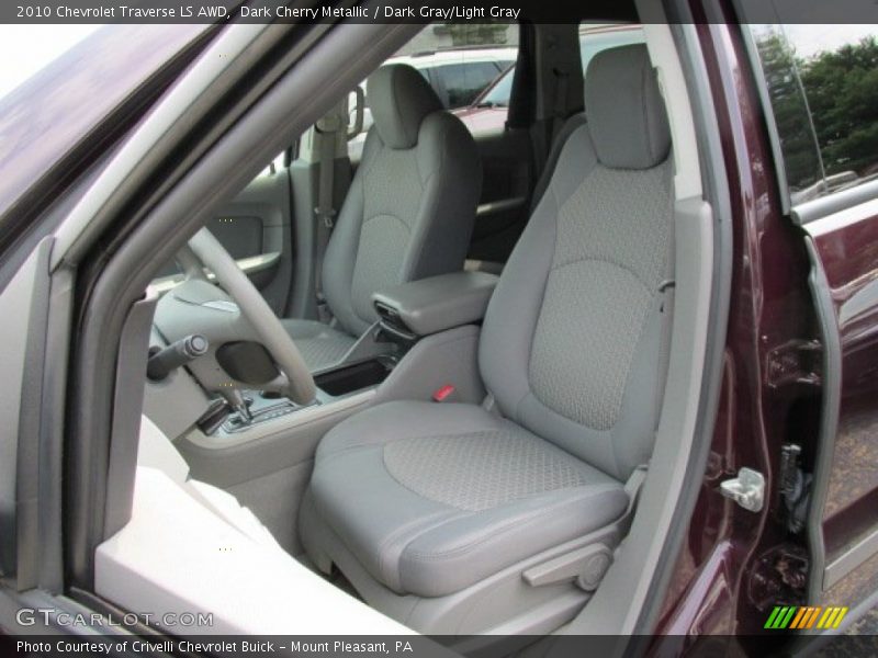 Dark Cherry Metallic / Dark Gray/Light Gray 2010 Chevrolet Traverse LS AWD