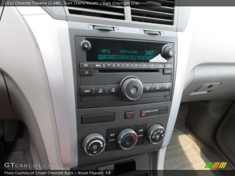 Dark Cherry Metallic / Dark Gray/Light Gray 2010 Chevrolet Traverse LS AWD