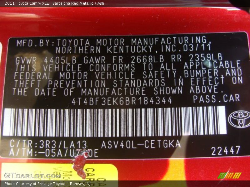 Barcelona Red Metallic / Ash 2011 Toyota Camry XLE