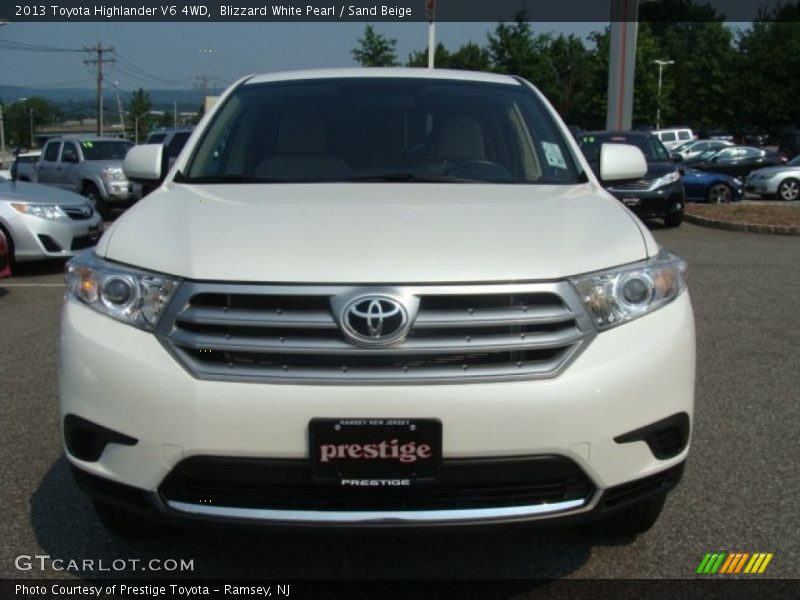 Blizzard White Pearl / Sand Beige 2013 Toyota Highlander V6 4WD