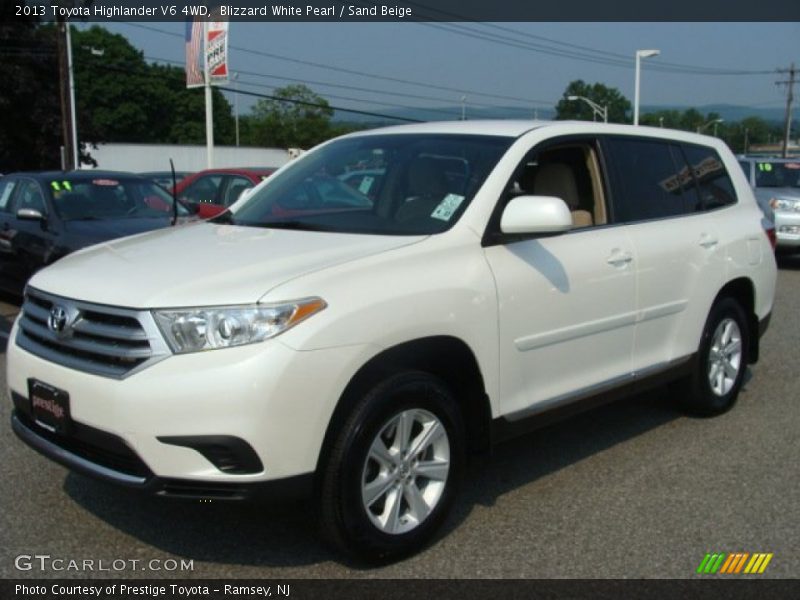 Blizzard White Pearl / Sand Beige 2013 Toyota Highlander V6 4WD