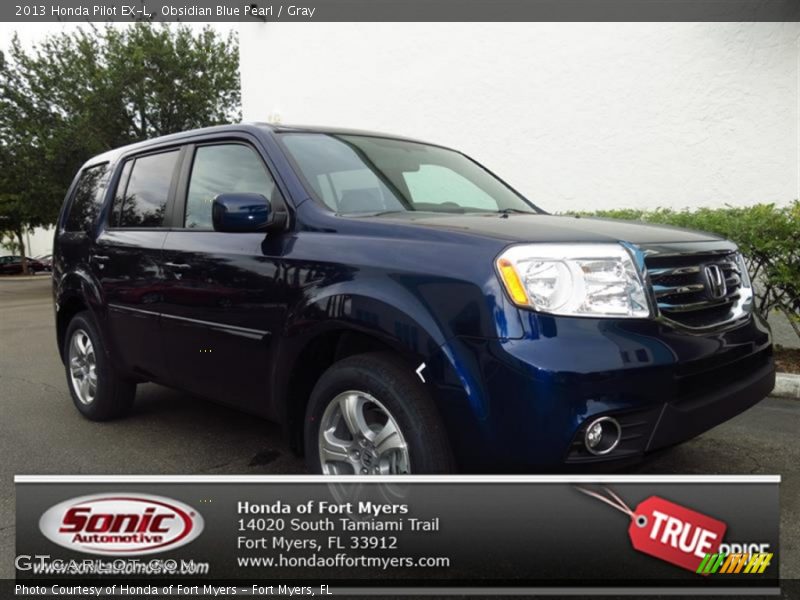Obsidian Blue Pearl / Gray 2013 Honda Pilot EX-L