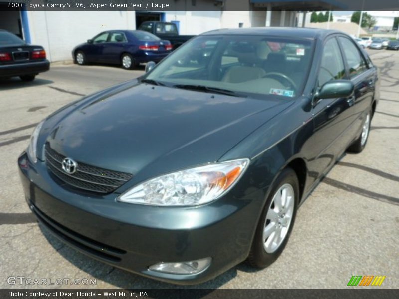 Aspen Green Pearl / Taupe 2003 Toyota Camry SE V6