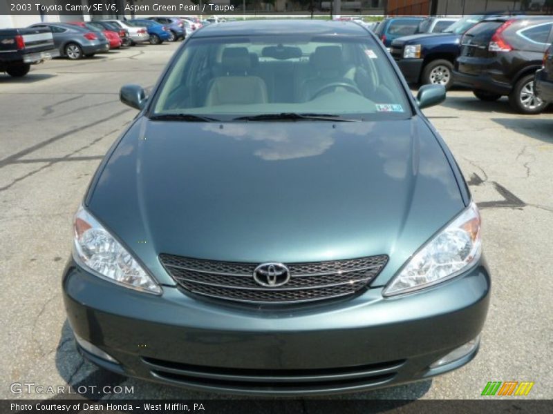 Aspen Green Pearl / Taupe 2003 Toyota Camry SE V6