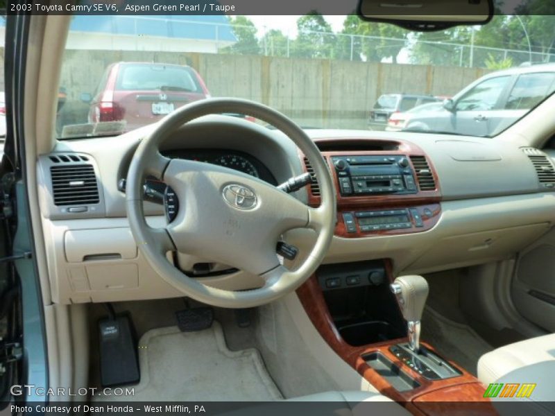 Aspen Green Pearl / Taupe 2003 Toyota Camry SE V6