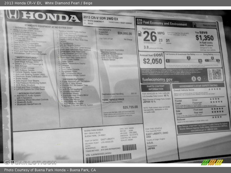 White Diamond Pearl / Beige 2013 Honda CR-V EX