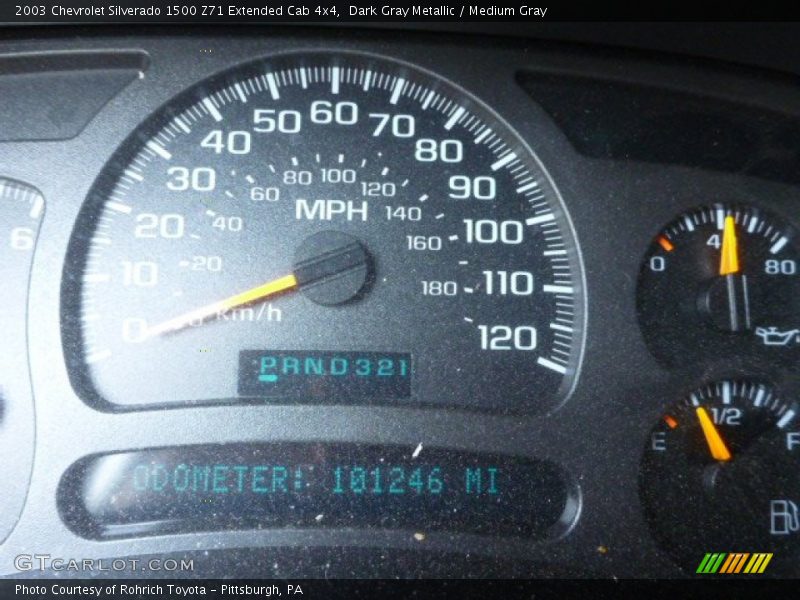 Dark Gray Metallic / Medium Gray 2003 Chevrolet Silverado 1500 Z71 Extended Cab 4x4
