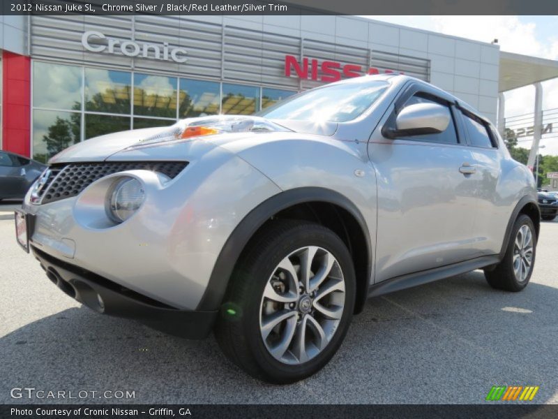 Chrome Silver / Black/Red Leather/Silver Trim 2012 Nissan Juke SL