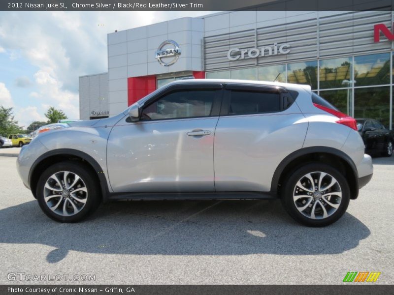Chrome Silver / Black/Red Leather/Silver Trim 2012 Nissan Juke SL