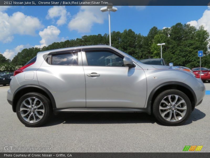 Chrome Silver / Black/Red Leather/Silver Trim 2012 Nissan Juke SL