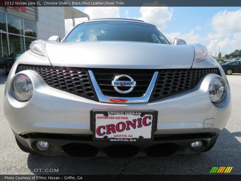 Chrome Silver / Black/Red Leather/Silver Trim 2012 Nissan Juke SL