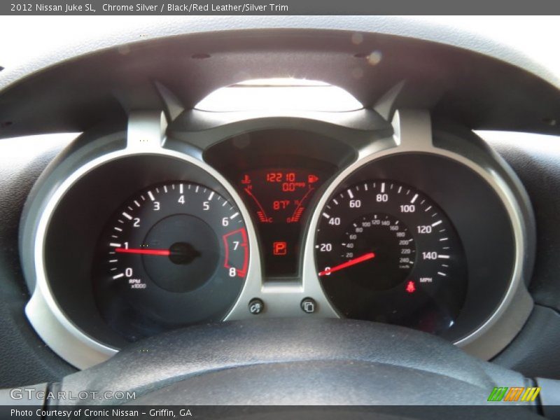 Chrome Silver / Black/Red Leather/Silver Trim 2012 Nissan Juke SL
