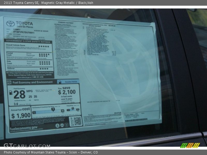 Magnetic Gray Metallic / Black/Ash 2013 Toyota Camry SE