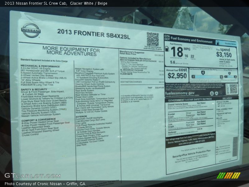 Glacier White / Beige 2013 Nissan Frontier SL Crew Cab