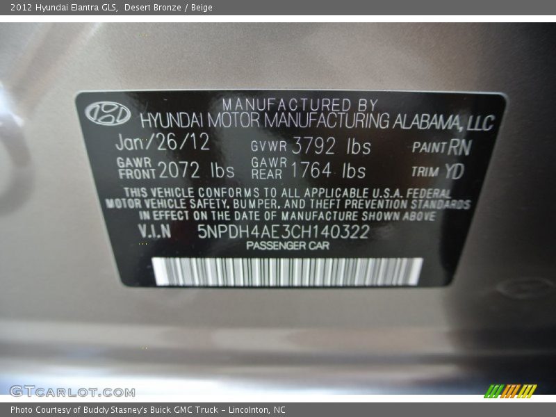 Desert Bronze / Beige 2012 Hyundai Elantra GLS
